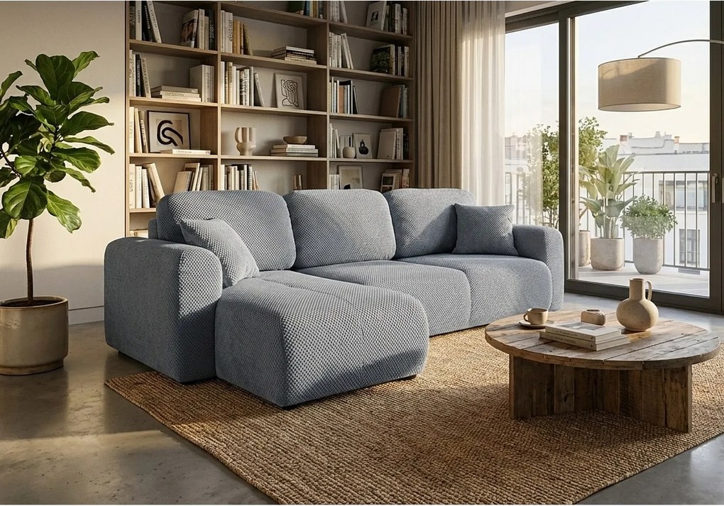 Stylowy narożnik rozkładany lewostronny BINGO L 245x148x87 cm w tkaninie Pop 14 szarej