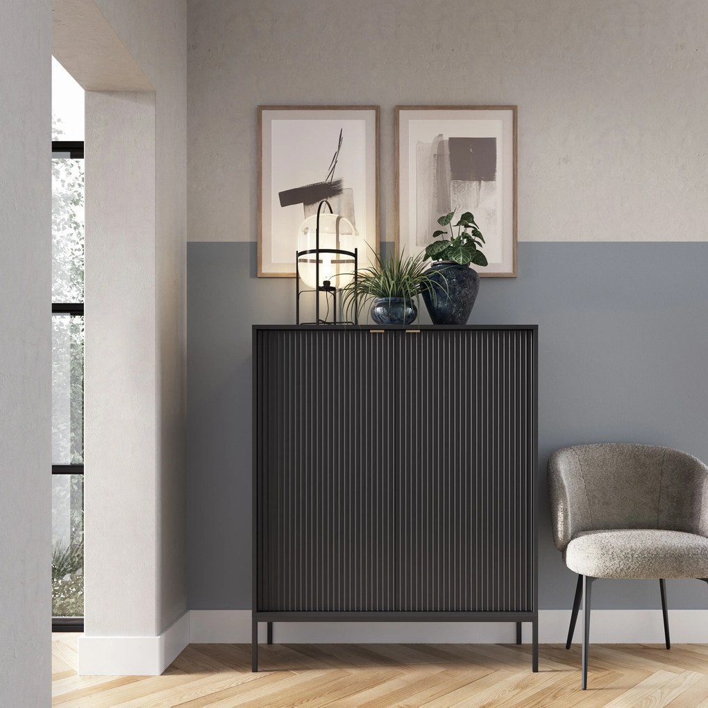 Komoda STELLARE - Czarny / Stelaż czarny / 104 cm / Bez szuflad