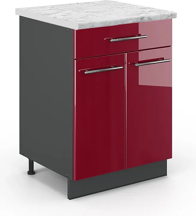 Szafka dolna do kuchni bordowa czerwień wysoki połysk 60x60x82 fame-line
