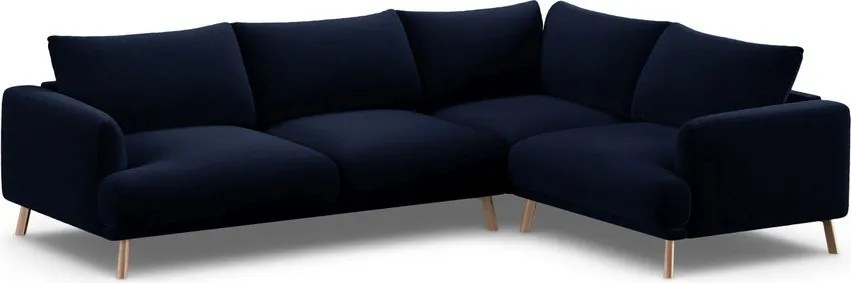 Ciemnoniebieski aksamitny narożnik (prawostronny/w kształcie litery L) Naomi – Micadoni