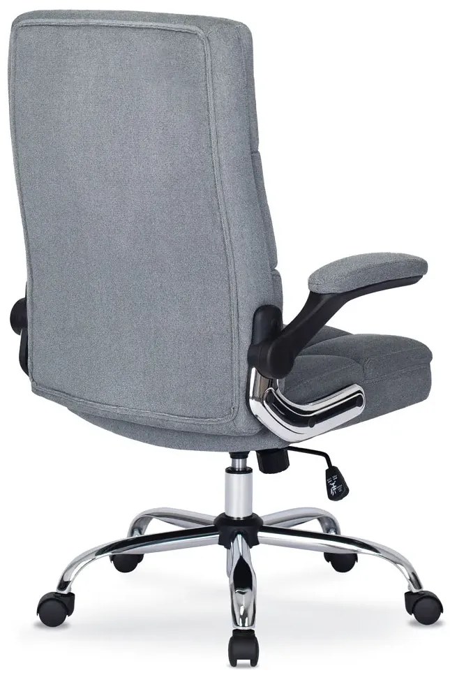 Szary Fotel Tapicerowany Biurowy Pikowany 120 Cm M6-K51