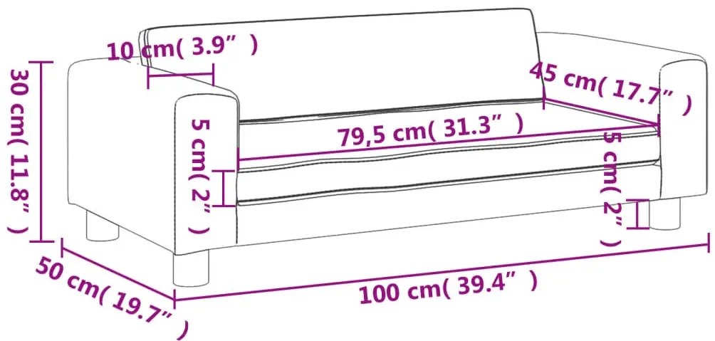 Kremowa sofa dla dziewczynki z podnóżkiem z ekoskóry E2-H37