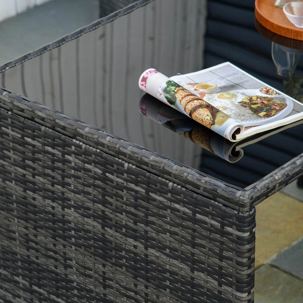 Outsunny Zestaw Mebli Ogrodowych Rattanowych 5 Części Stół Krzesła Sofa Stal Szary Komplet do Jadalni | Aosom PL