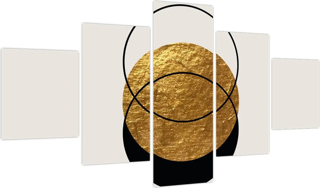 Obraz - Abstrakcja złoto-biała N⁰2 (125x70 cm)