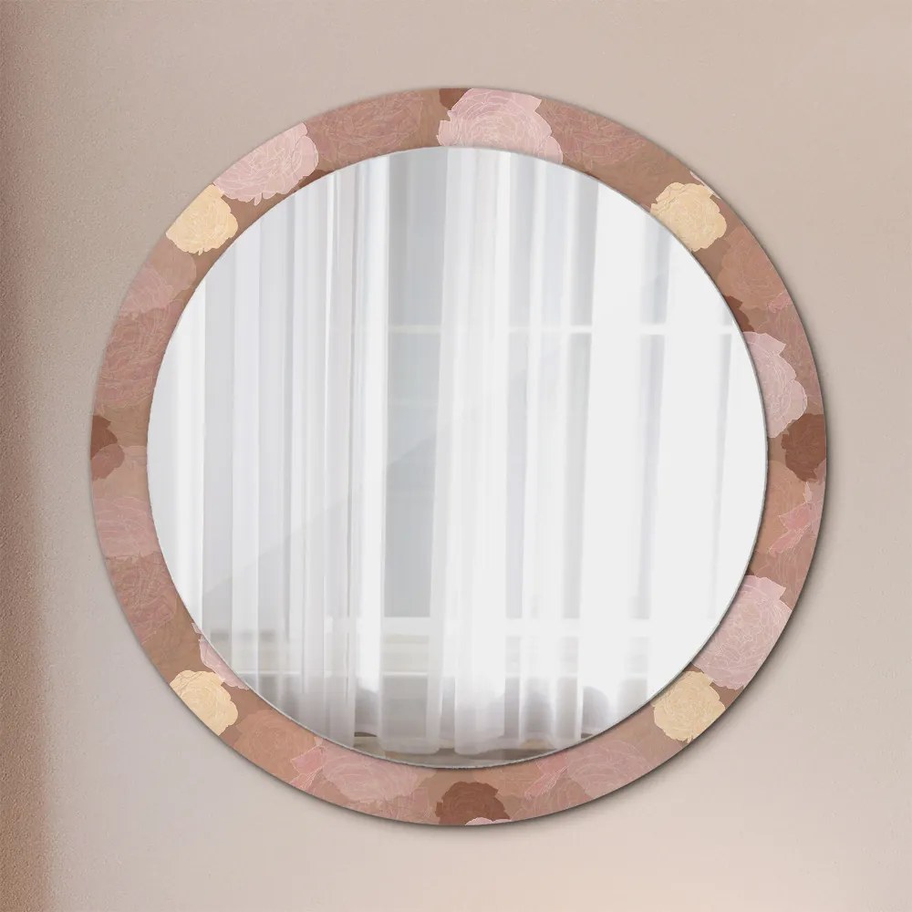 Lustro z nadrukiem dekoracyjne okrągłe Róże kompozycja
