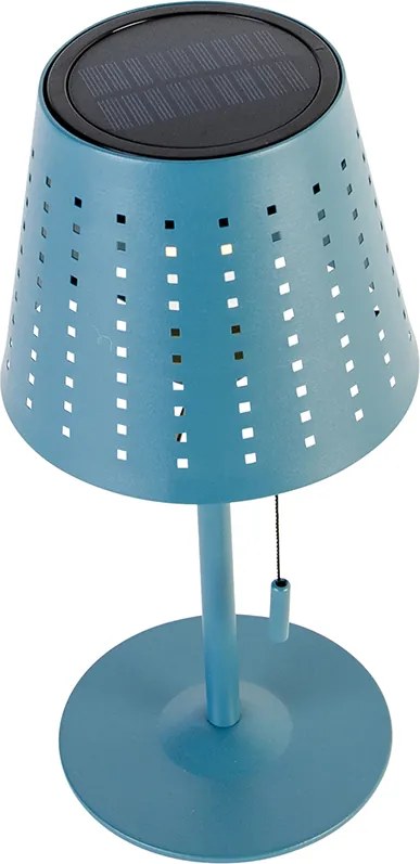 Lampa stołowa zewnętrzna niebieska z LED, 3-stopniowa regulacja jasności, ładowanie i zasilanie słoneczne - Ferre
