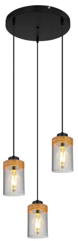 Globo 15557-3H - Lampa wisząca FINCA 3xE27/40W/230V metal/drewno