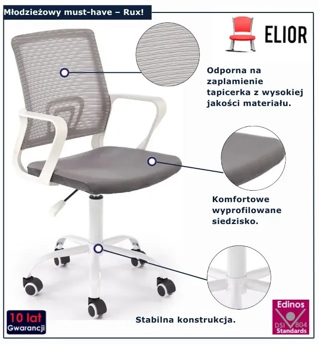 Obrotowy popielaty fotel młodzieżowy N9-C86