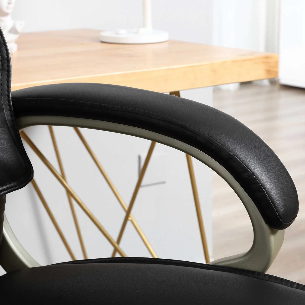 HOMCOM ergonomiczny fotel biurowy obrotowy wygodny czarny fotel do pracy przy biurku | Aosom PL