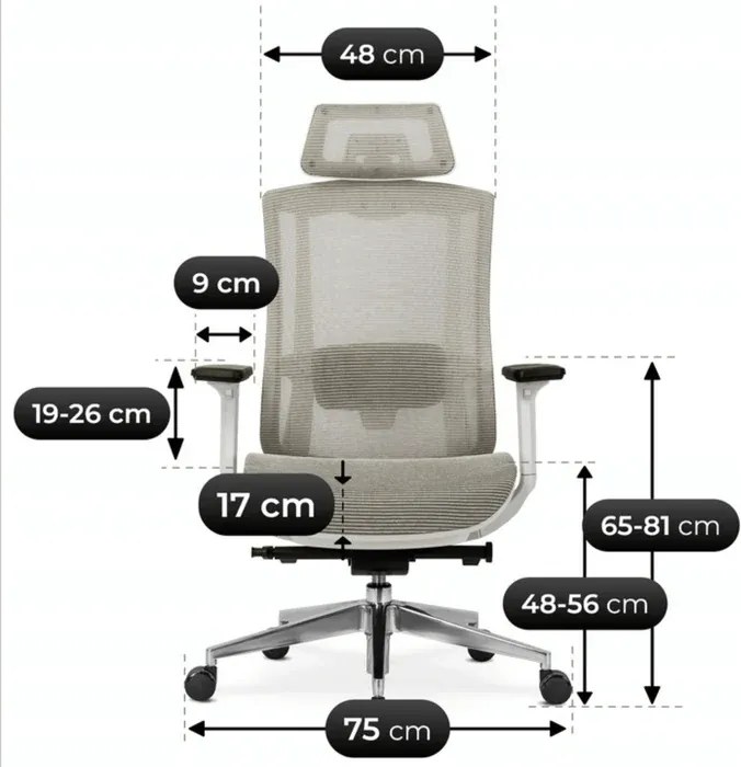 Fotel Biurowy Ergonomiczny Obrotowy SKY Beżowy Nowoczesny