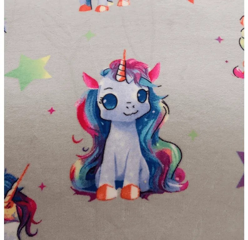PrzytulneMieszkanie.pl PrzytulneMieszkanie.pl Pościel z mikropluszu CUTE UNICORN szara Rozmiar pościeli: 70 x 80 cm | 140 x 200 cm