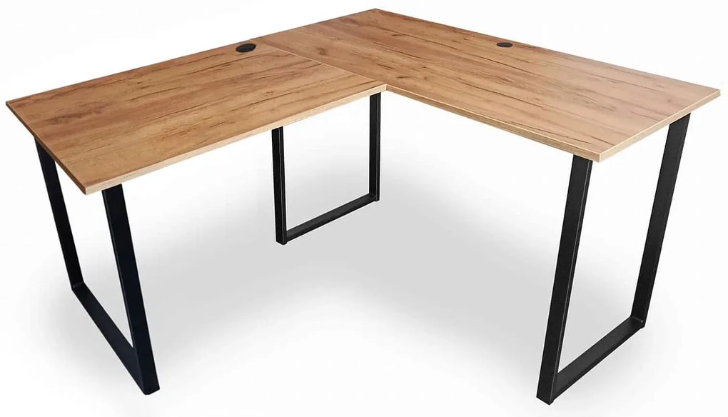 Narożne biurko w stylu loft 120x150x60 dąb craft złoty W0-S07
