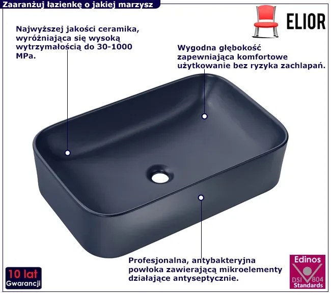 Granatowa ceramiczna umywalka nablatowa G5-G10
