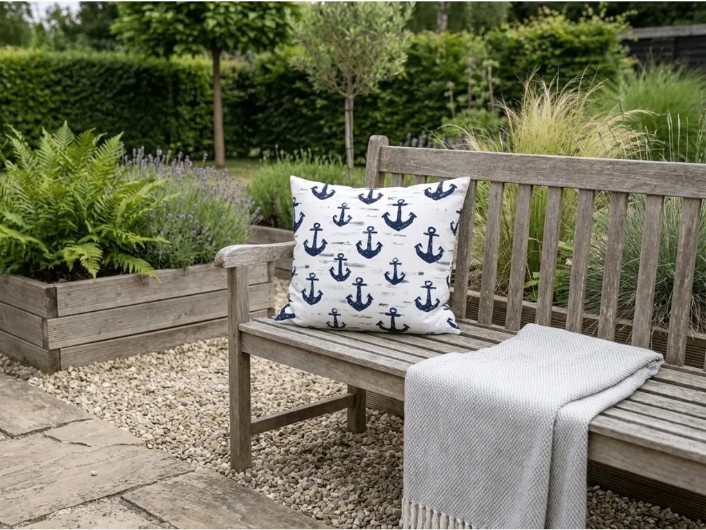 Bawełniana poszewka na poduszkę NAVYSTA POLY 45x45 cm, niebiesko-biała