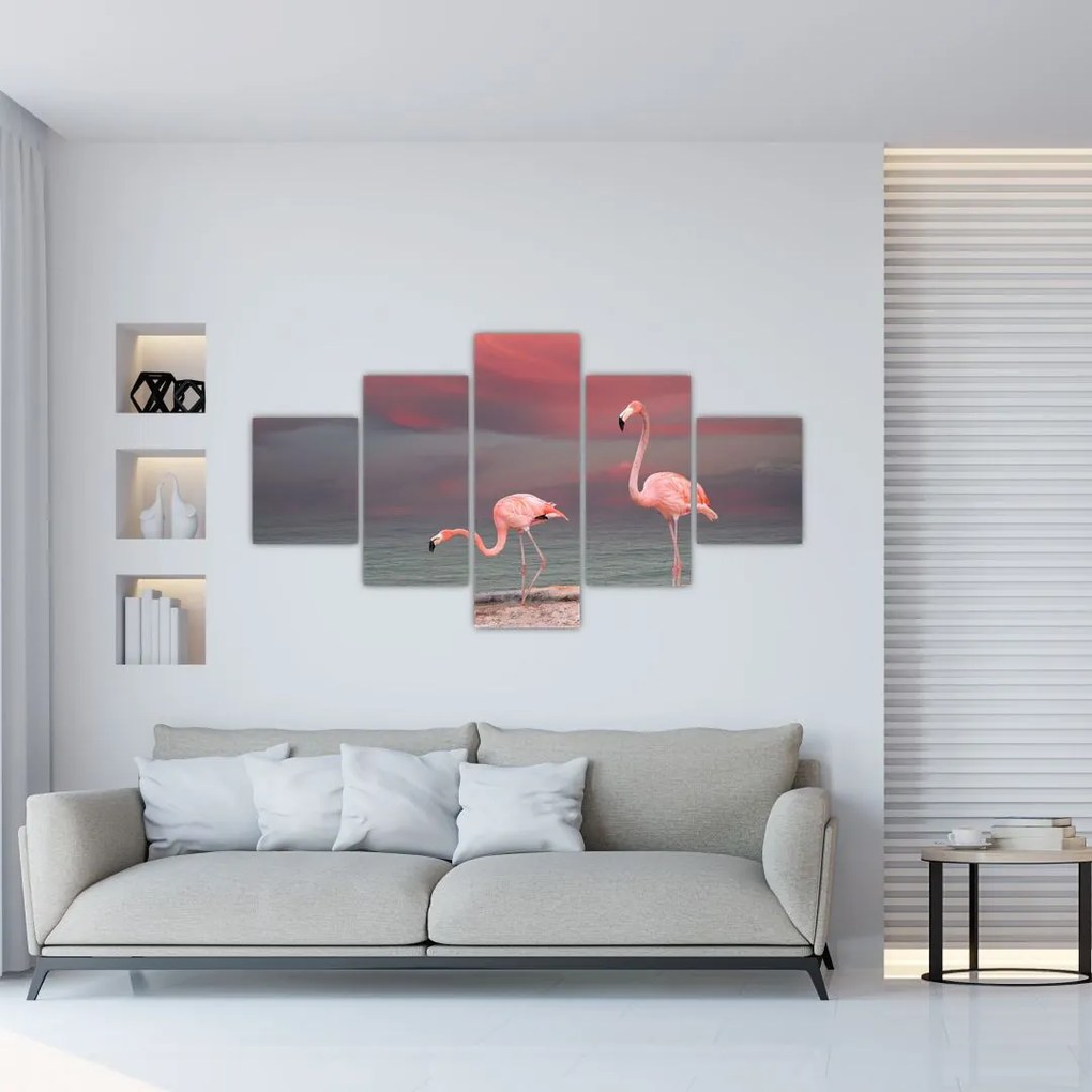 Obraz flamingów (125x70 cm)