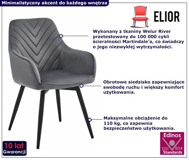 Welurowe szare krzesło obrotowe P7-D11
