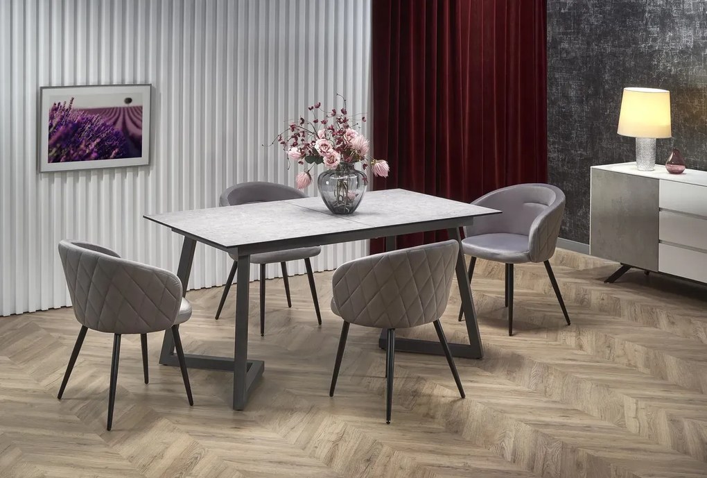 Krzesło tapicerowane K430 VELVET szare HALMAR