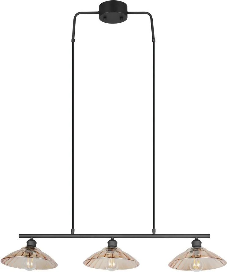 Czarno-bursztynowa metalowa lampa wisząca ze szklanym kloszem Eluna – Reality