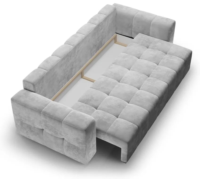 Jasnoszara aksamitna rozkładana sofa Milo Casa Luca