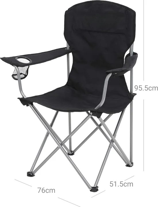 Krzesła kempingowe NOMAD, zestaw 2 szt., czarny SongmicsHome