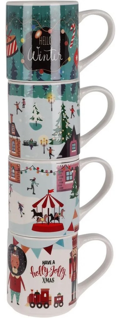 4-częściowy zestaw kubków Winter, 265 ml,porcelana