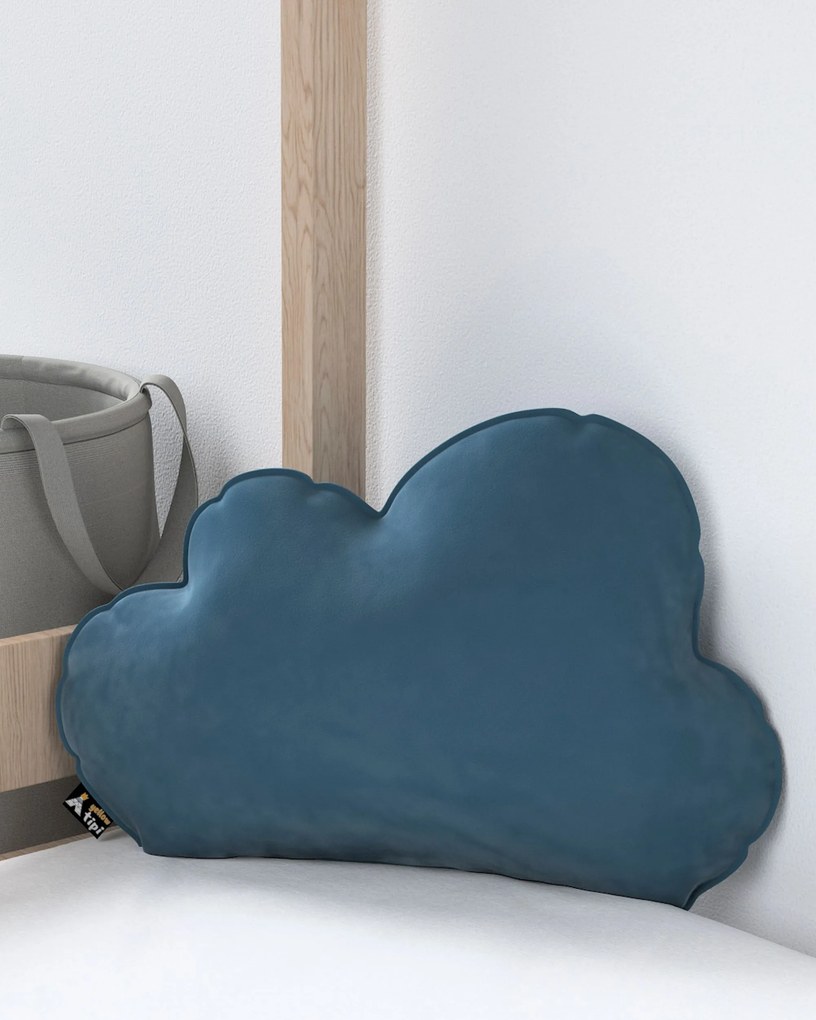 Poduszka Soft Cloud kolor niebieski tkanina połyskliwa, welwetowa