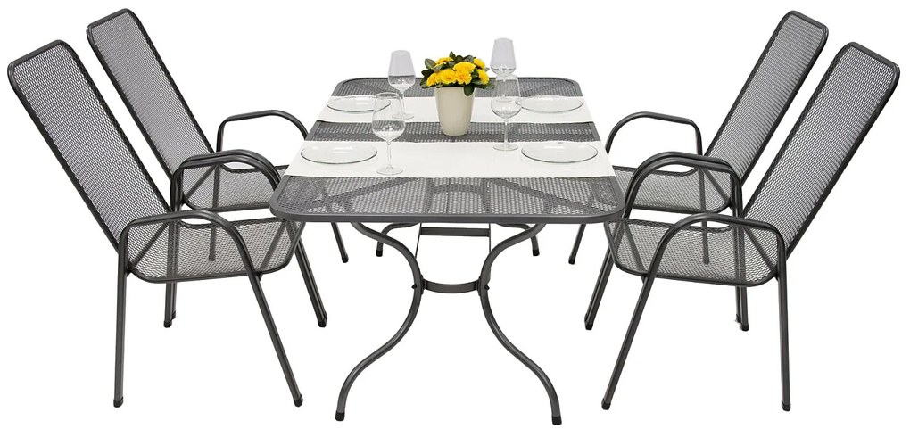 Metalowy zestaw ogrodowy SANDRA 1 + 4 stół 160x95 cm (CT311)