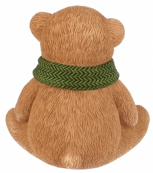 Dekoracja Niedźwiedź z zielonym szalikiem, żywicapoliestrowa, 10 cm