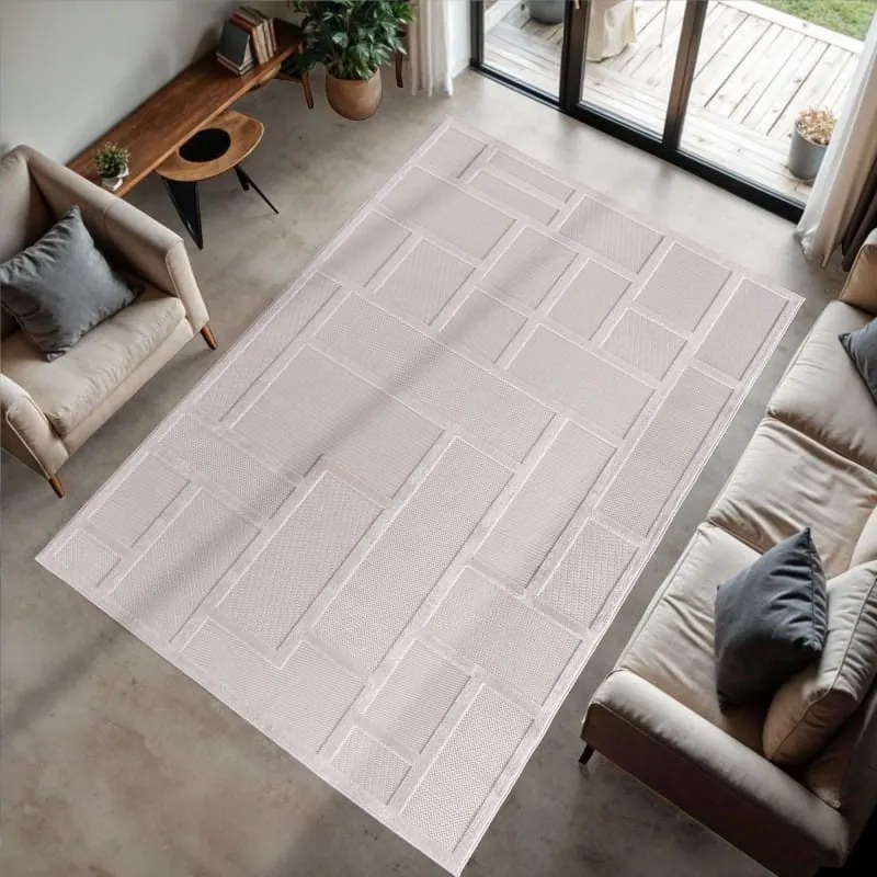 Dywan nowoczesny 3D Doha geometryczny kremowy 240 cm x 340 cm