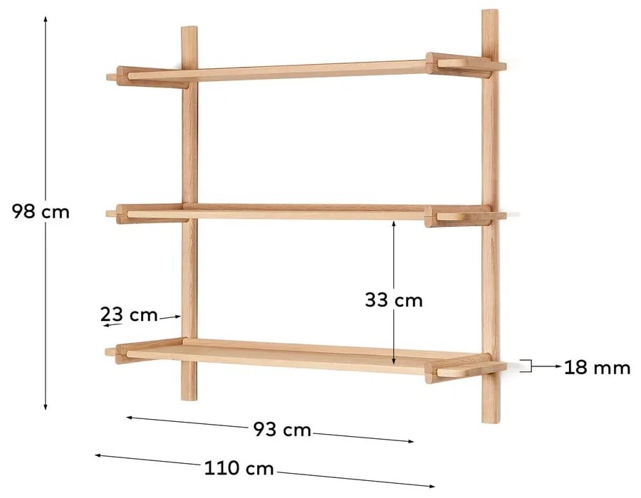 Modułowy system półek z litego drewna dębowego 110x98 cm Sitra – Kave Home