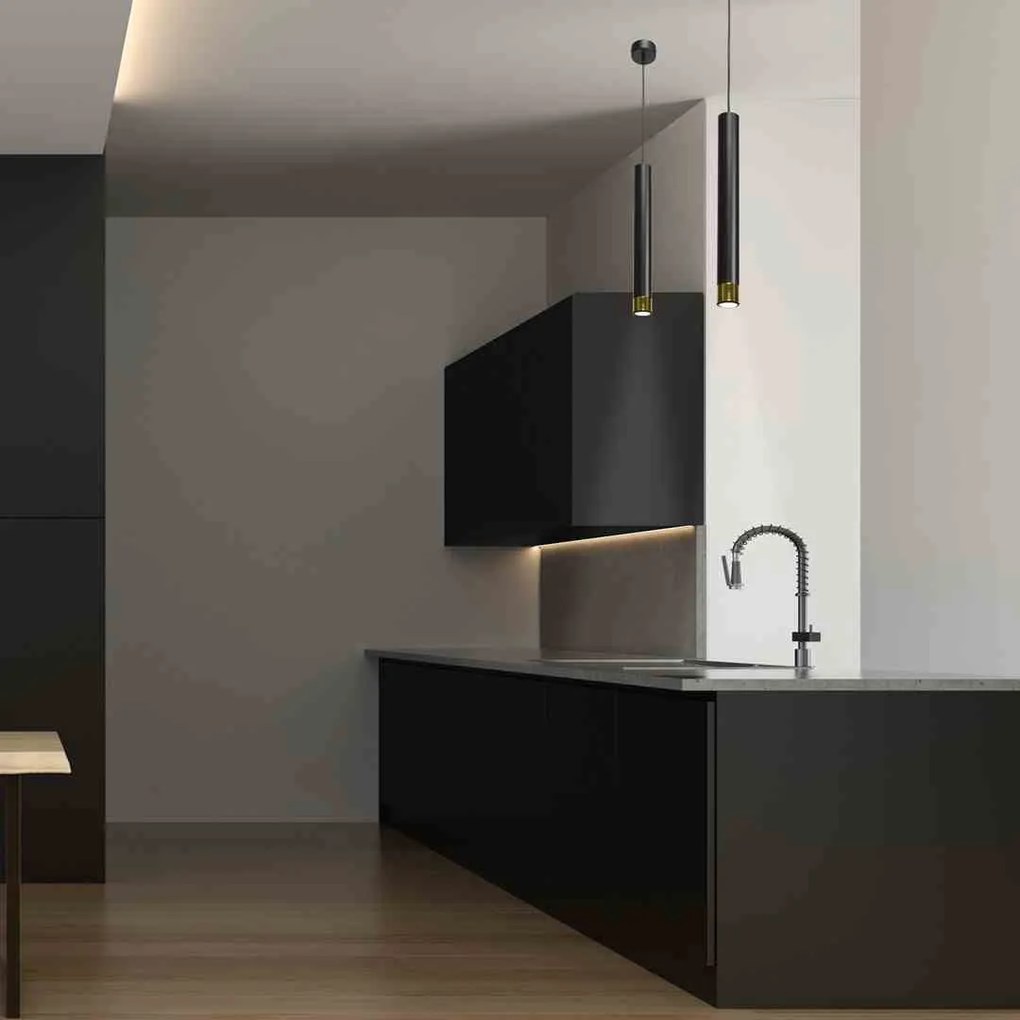 Lampa wisząca tuba, nad stół, wyspę, czarna/złota DANI BLACK/GOLD 1xGU10