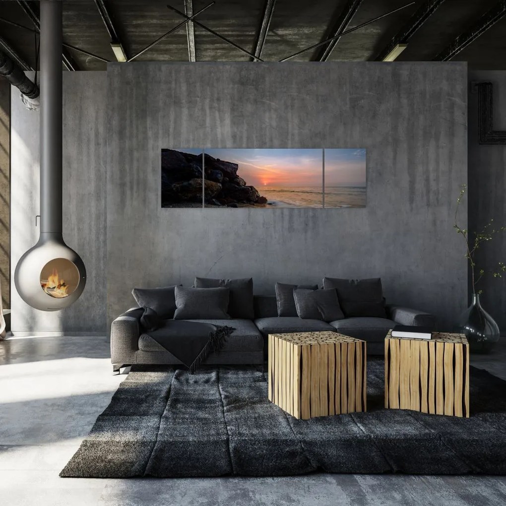 Obraz zachodu słońca na plaży (170x50 cm)
