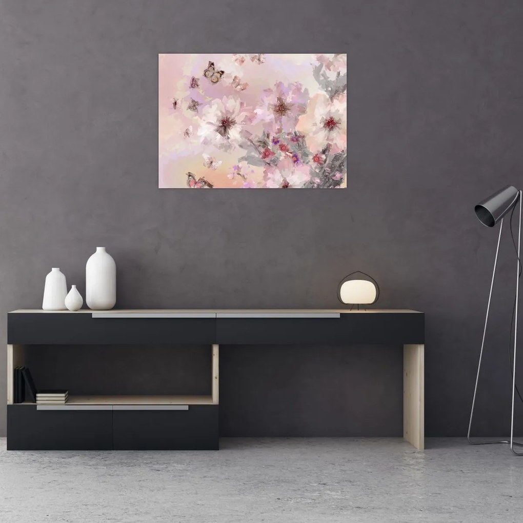 Obraz - Kolaż artystyczny z motylami (70x50 cm)