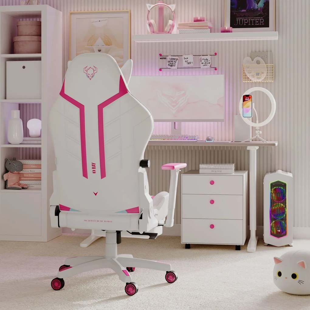 Fotel do grania Diablo X-Ray 2.0 Normal Size, kolor biało-różowy