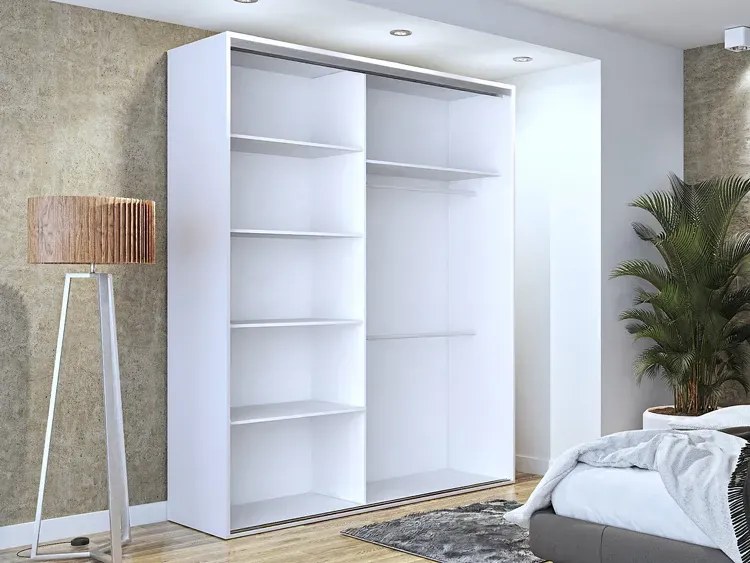 Przesuwna szafa z lustrem biały + dąb artisan S8-F67