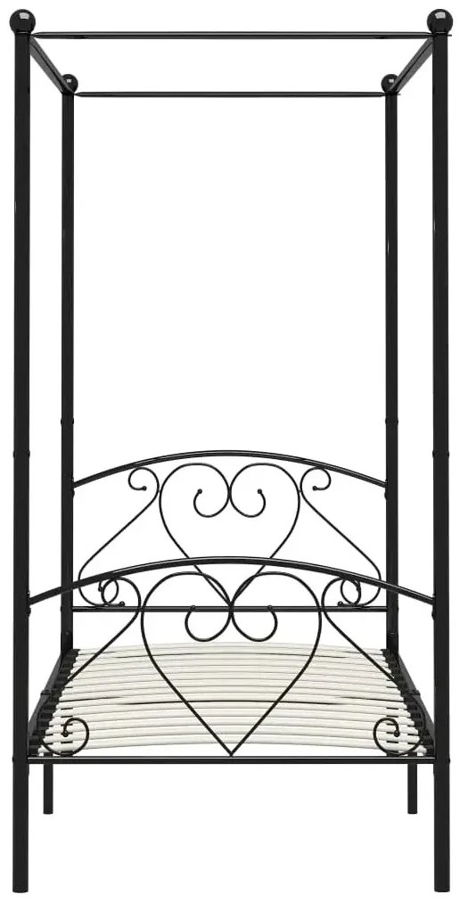 Czarne metalowe łóżko z baldachimem 90x200 cm F0-K18
