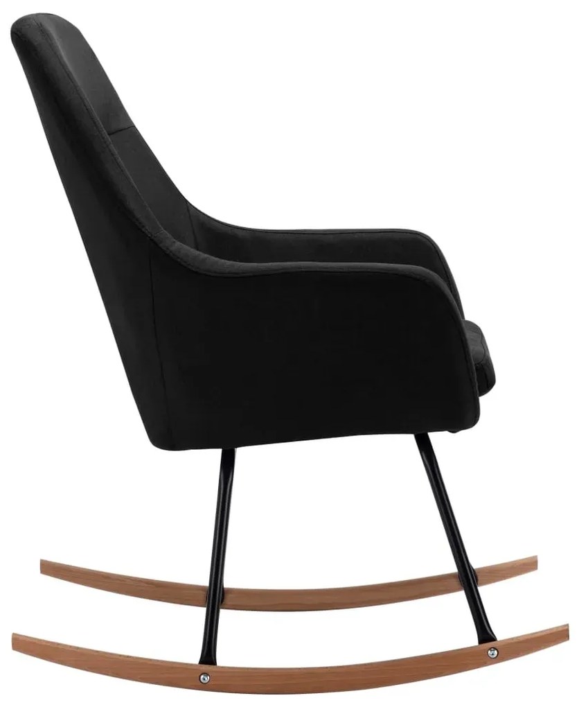 Tapicerowany, czarny fotel bujany R1-R66