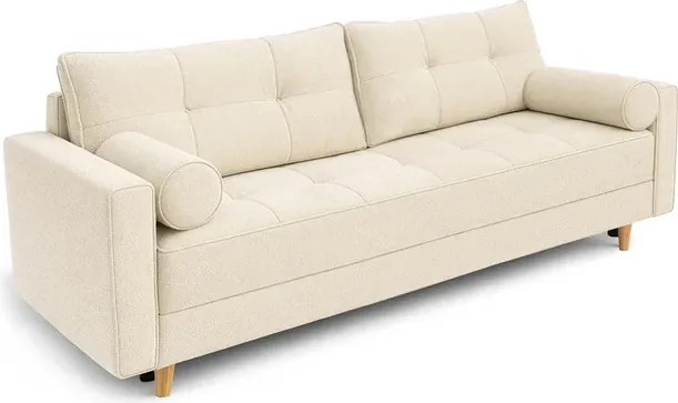 Sofa z Funkcją Spania LONAR Kremowa Boucle Japandi