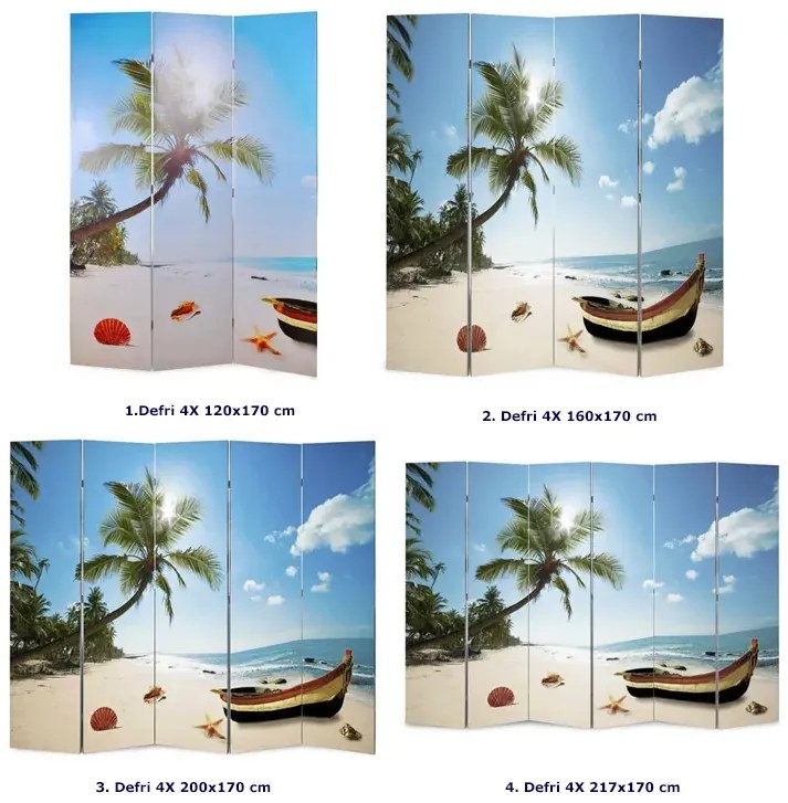 Wewnętrzny parawan z nadrukiem plaży - Folken 4X 160 x 170 cm