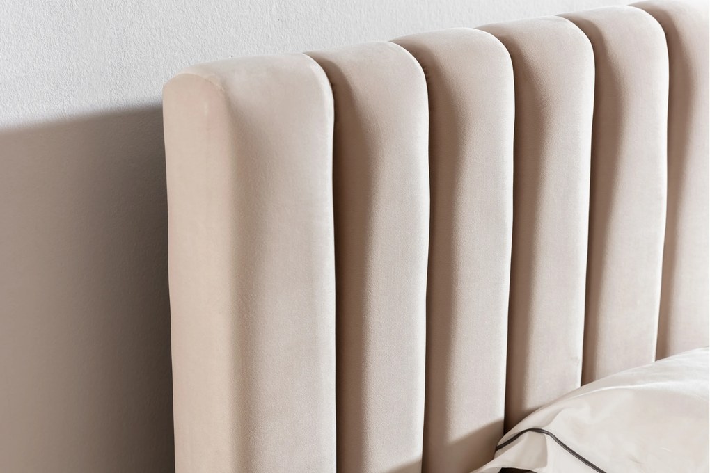 Łóżko sypialniane Nicole 140x200 z pojemnikiem - beżowy welur Velluto 2