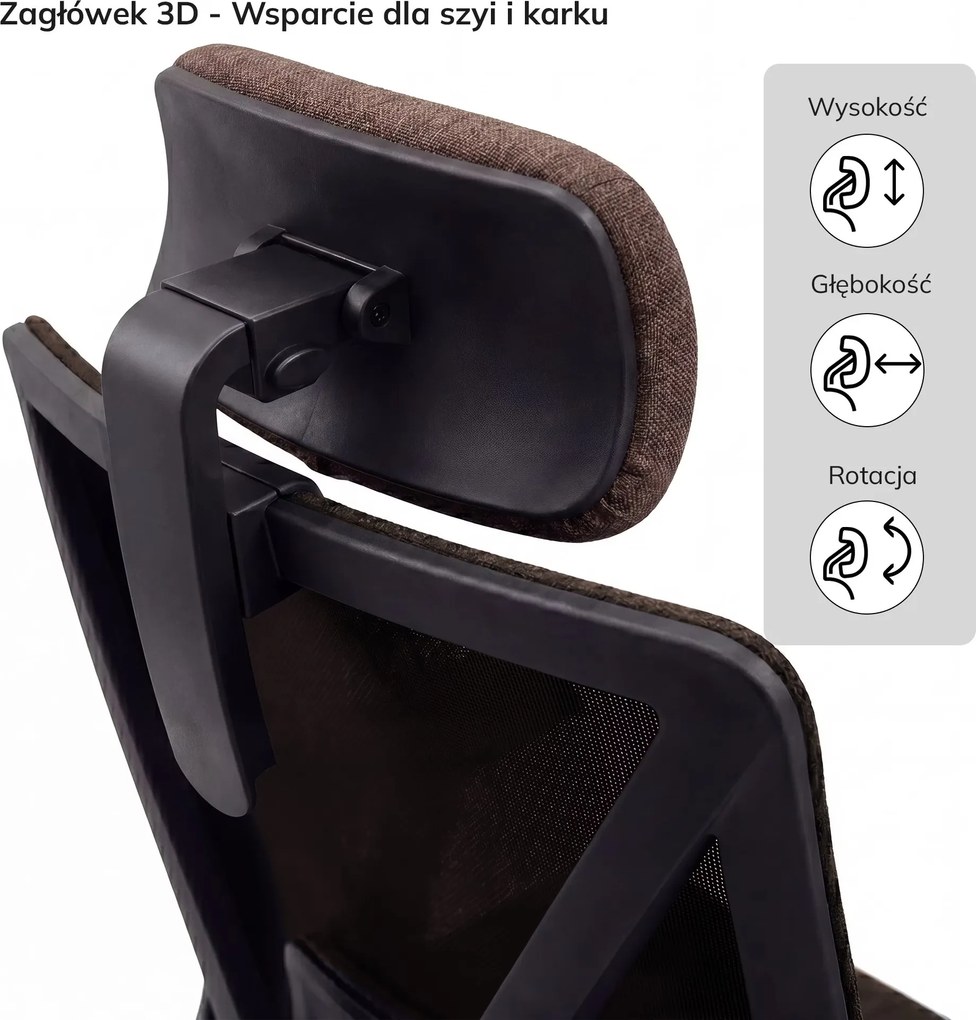 Fotel biurowy ergonomiczny brązowy VECTOR