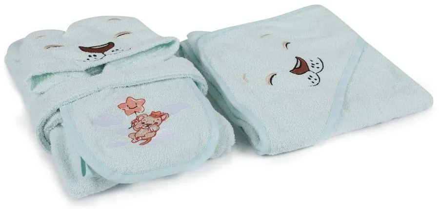 Miętowy bawełniany szlafrok dziecięcy w rozmiarze 1-2 lata Aslan – Foutastic