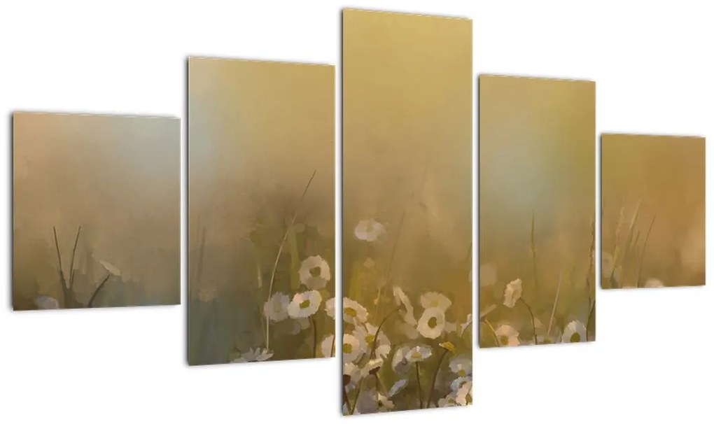 Obraz - Obraz olejny stokrotek (125x70 cm)