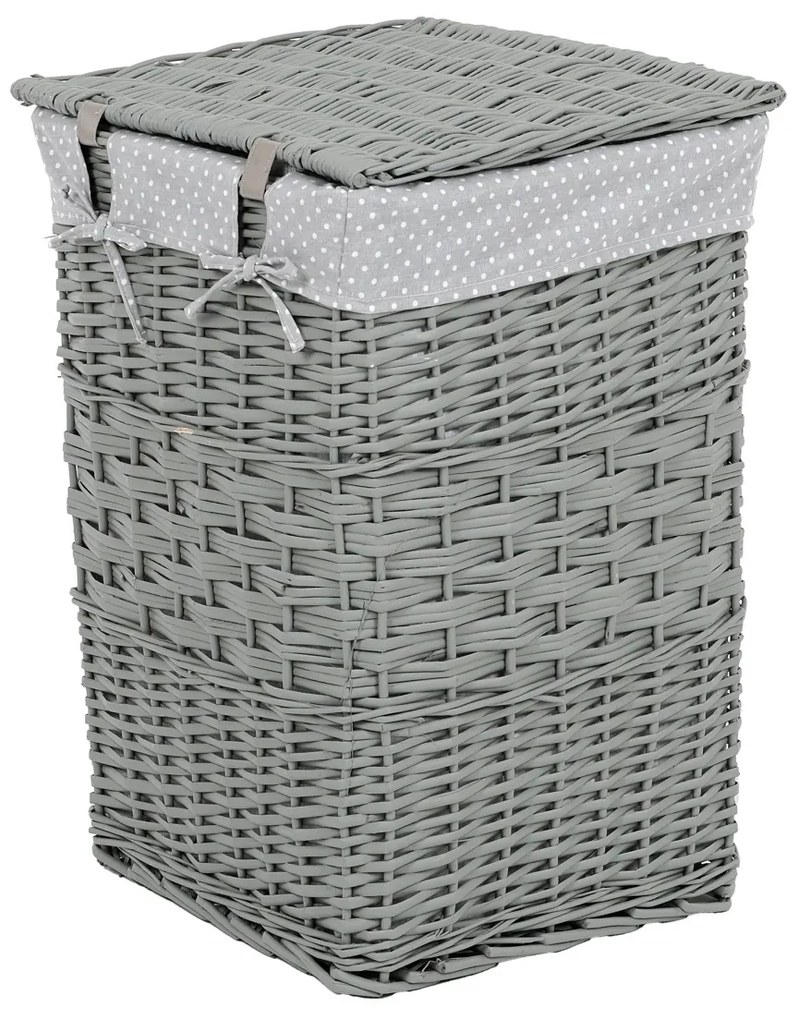 Zestaw wiklinowych koszy na bieliznę Szara kropka, 2 szt., 2 rozmiary, 40 x 60 x 40 cm