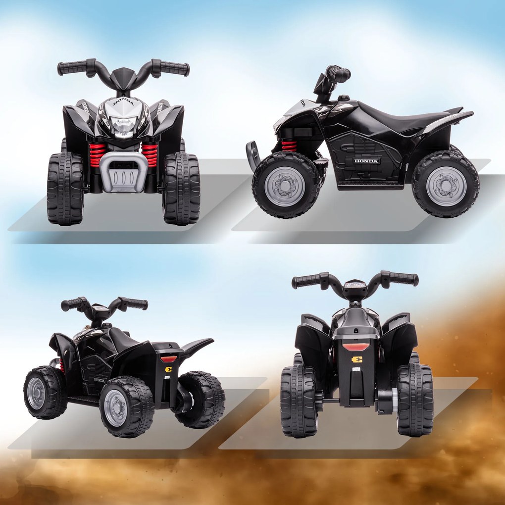 AIYAPLAY Elektroquad, Kinderquad, 2,8 km/h, Reflektor LED, dla 1,5-3 lata, czarny, 65,5 x 38,5 x 43,5cm