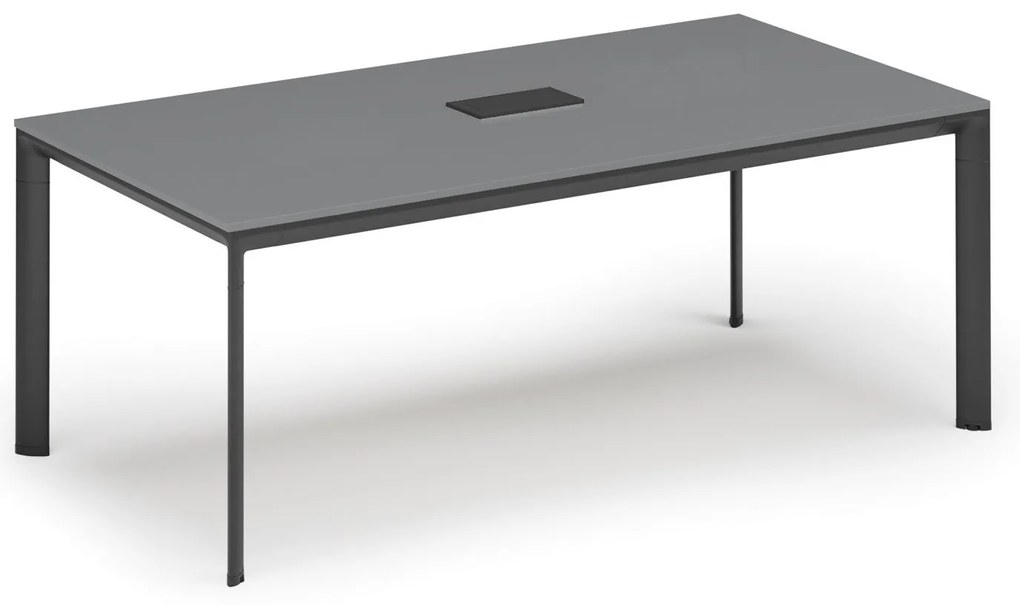 Stół konferencyjny PRIMO INVITATION, 240x120 cm, grafit + port blatowy TYP VI, czarny