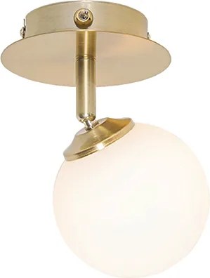 Nowoczesny reflektor złoty z opalowym szkłem z włącznikiem - Athens