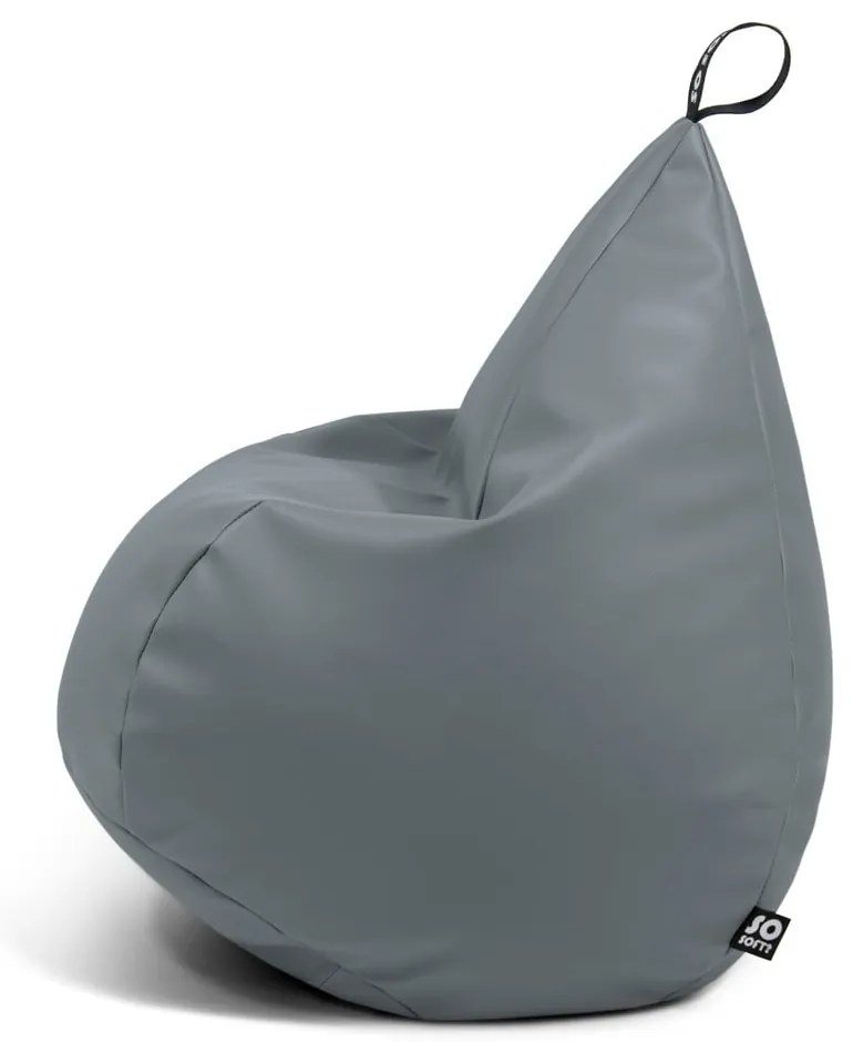 Beżowy worek do siedzenia z imitacji skóry Drop L – So Soft?