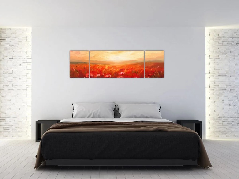 Obraz - Pole maków (170x50 cm)