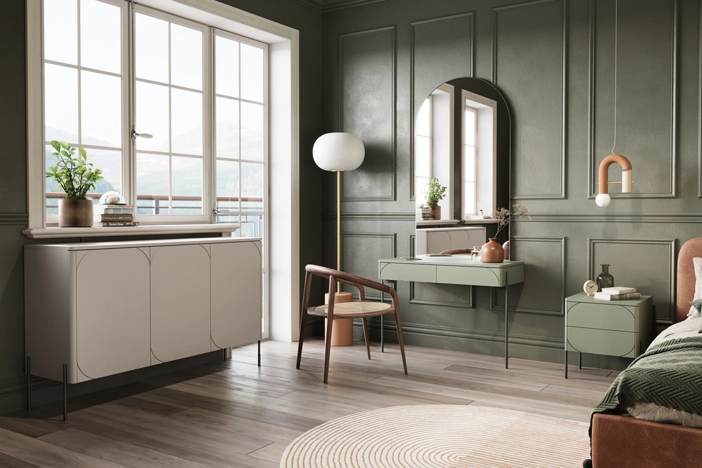 Toaletka Sonatia 100 cm z dwoma szufladami - oliwka